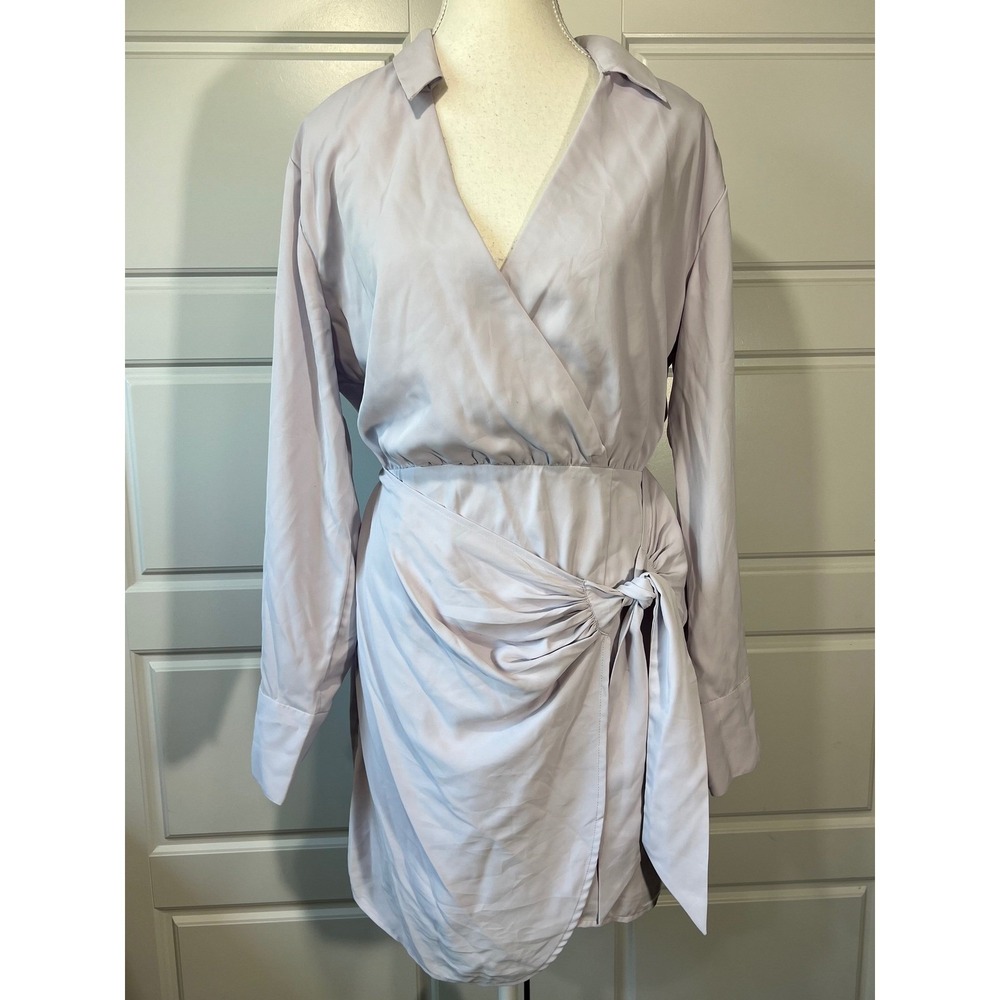 Abercrombie‎ & Fitch Wrap Mini Dress Long Sleeve Collared Purple Size M